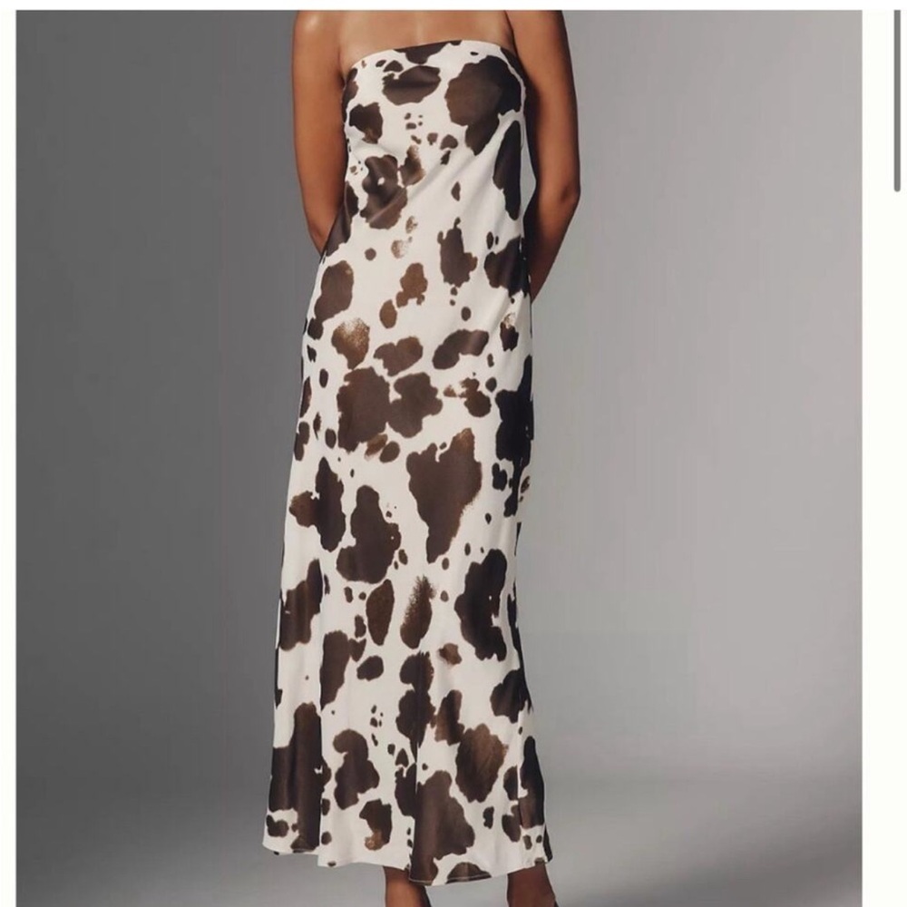 By Anthropologie The Tilda Cow Print Slip Maxi Dress